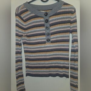American Eagle Outfitters Striped Button Cardigan
